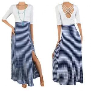 Two tone stripe Maxi Dress